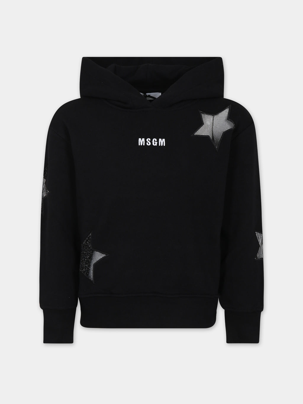 Black sweatshirt for girl with logo and stars
